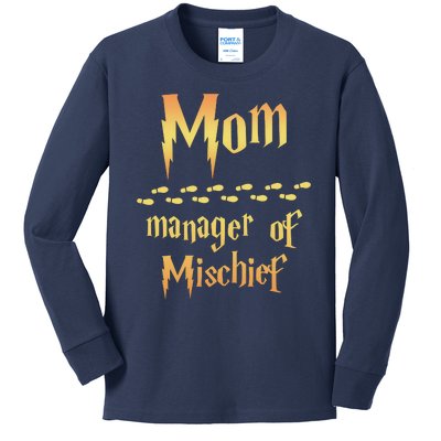 Mom Manager Of Mischief Mothers Day Gift Kids Long Sleeve Shirt