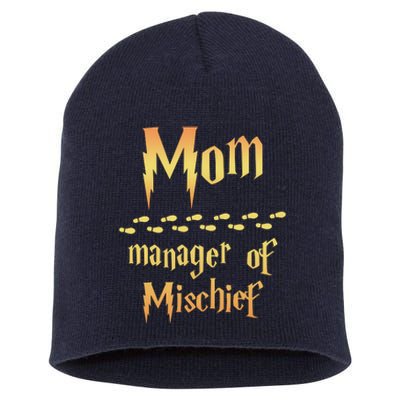 Mom Manager Of Mischief Mothers Day Gift Short Acrylic Beanie