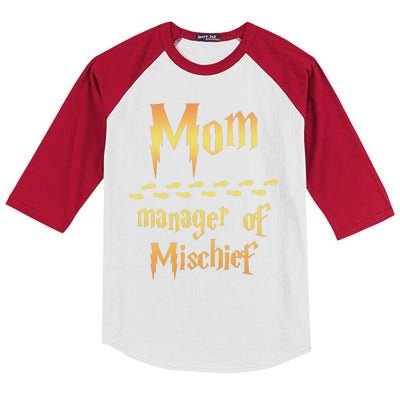 Mom Manager Of Mischief Mothers Day Gift Kids Colorblock Raglan Jersey