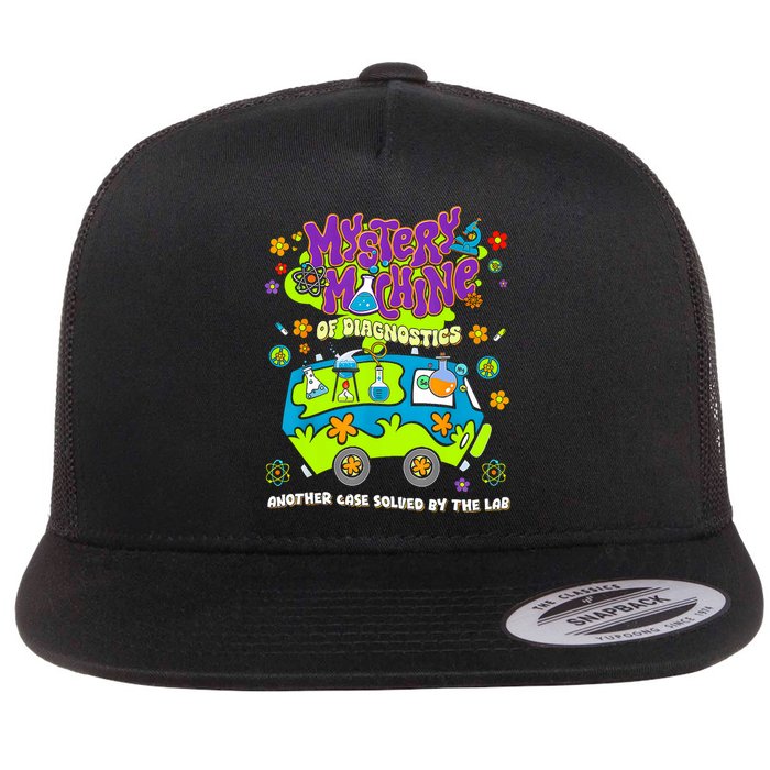 Mystery Machine Of Diagnostics Lab Week 2025 Med Lab Tech  Flat Bill Trucker Hat