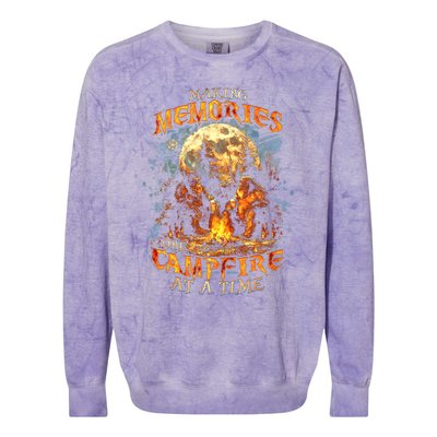 Making Memories One Campfire At A Time Bigfoot Camping Colorblast Crewneck Sweatshirt