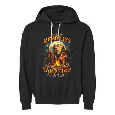 Making Memories One Campfire At A Time Bigfoot Camping Garment-Dyed Fleece Hoodie