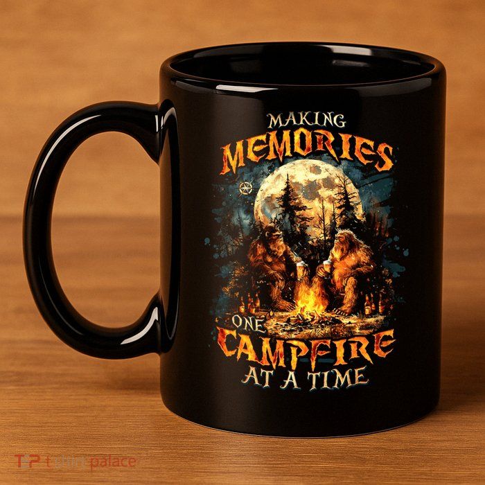 Making Memories One Campfire At A Time Bigfoot Camping 11oz C Handle Ceramic Mug
