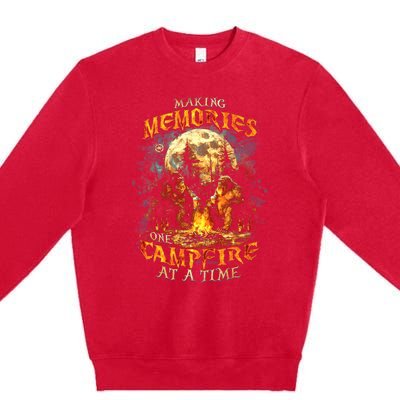 Making Memories One Campfire At A Time Bigfoot Camping Premium Crewneck Sweatshirt