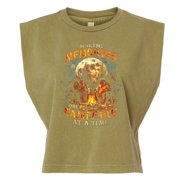 Making Memories One Campfire At A Time Bigfoot Camping Garment-Dyed Women's Muscle Tee