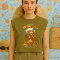Making Memories One Campfire At A Time Bigfoot Camping Garment-Dyed Women's Muscle Tee