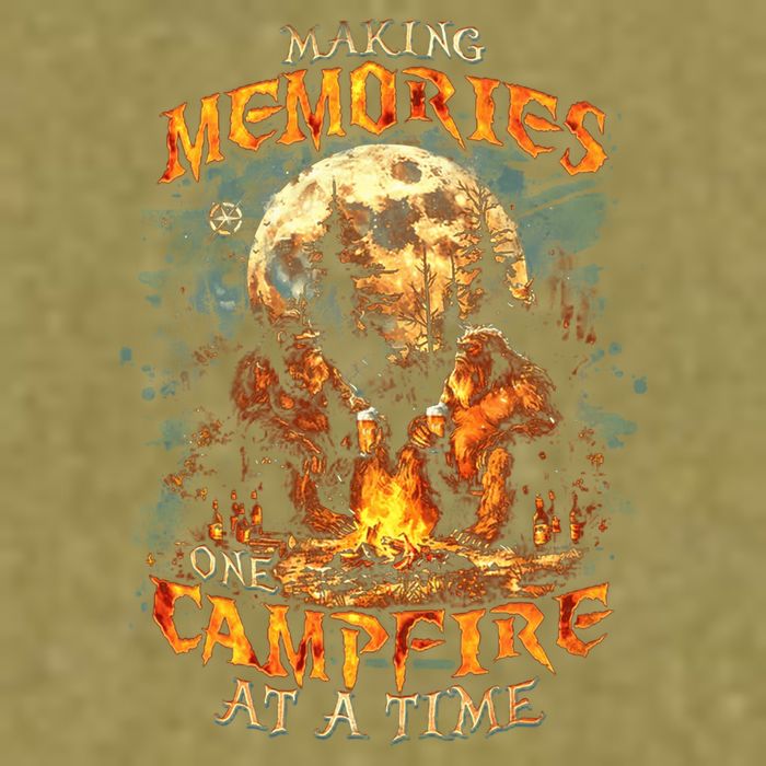 Making Memories One Campfire At A Time Bigfoot Camping Garment-Dyed Women's Muscle Tee