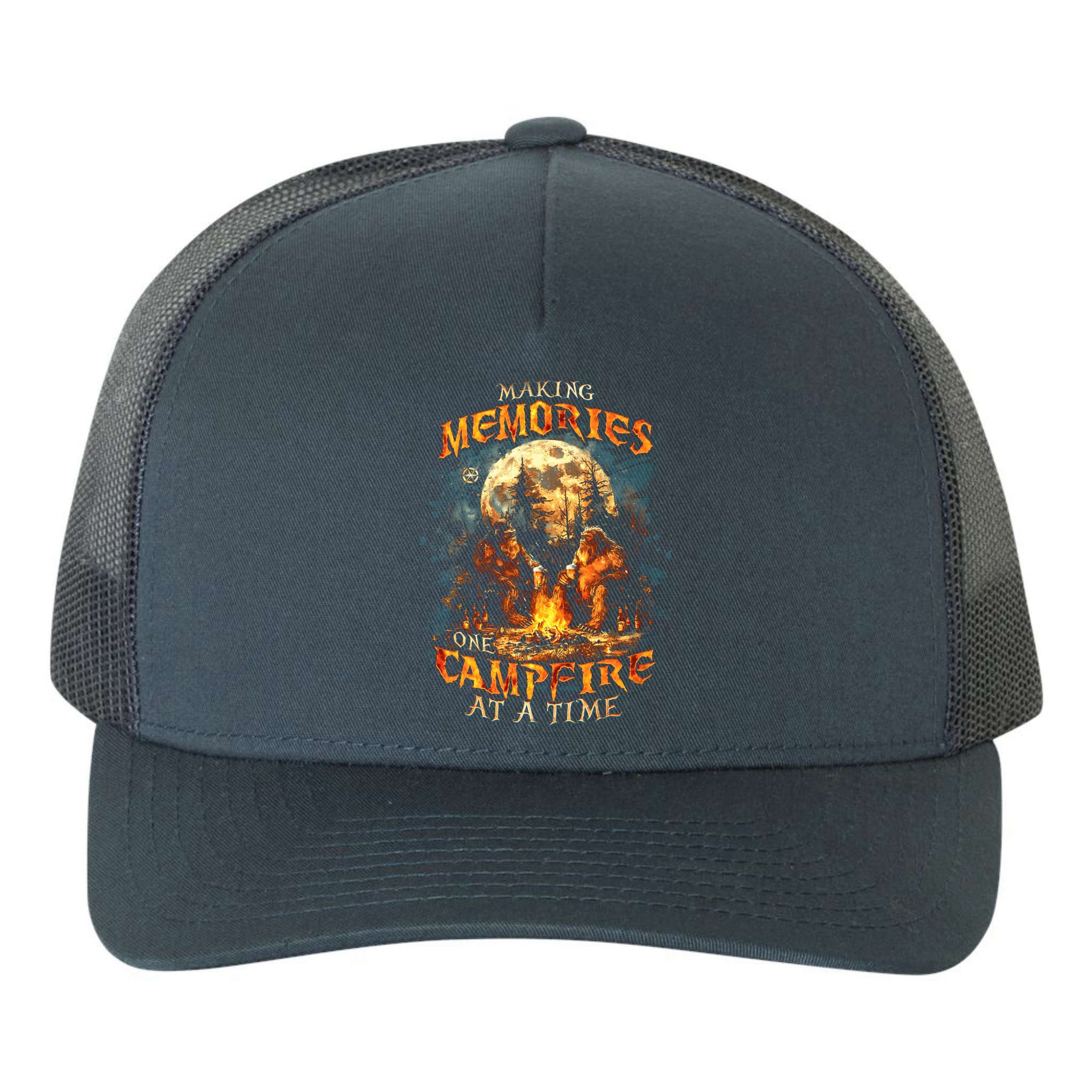 Making Memories One Campfire At A Time Bigfoot Camping Yupoong Adult 5-Panel Trucker Hat