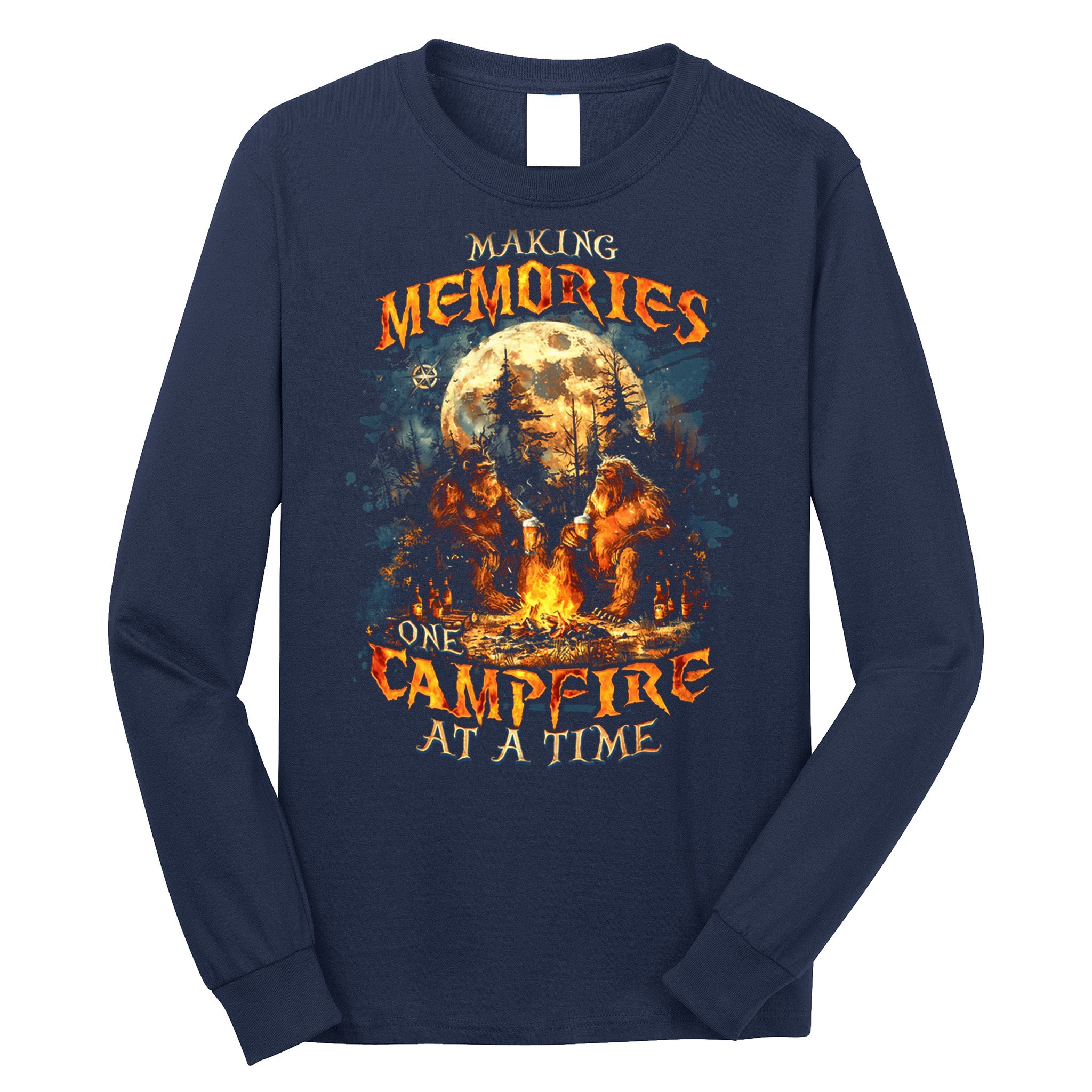Making Memories One Campfire At A Time Bigfoot Camping Long Sleeve Shirt