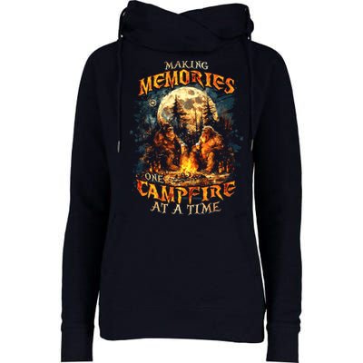 Making Memories One Campfire At A Time Bigfoot Camping Womens Funnel Neck Pullover Hood