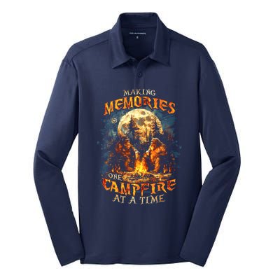 Making Memories One Campfire At A Time Bigfoot Camping Silk Touch Performance Long Sleeve Polo