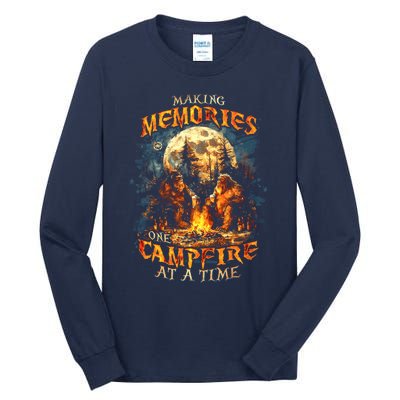 Making Memories One Campfire At A Time Bigfoot Camping Tall Long Sleeve T-Shirt