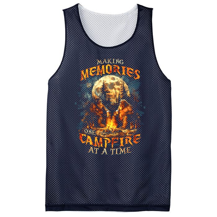 Making Memories One Campfire At A Time Bigfoot Camping Mesh Reversible Basketball Jersey Tank