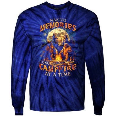 Making Memories One Campfire At A Time Bigfoot Camping Tie-Dye Long Sleeve Shirt