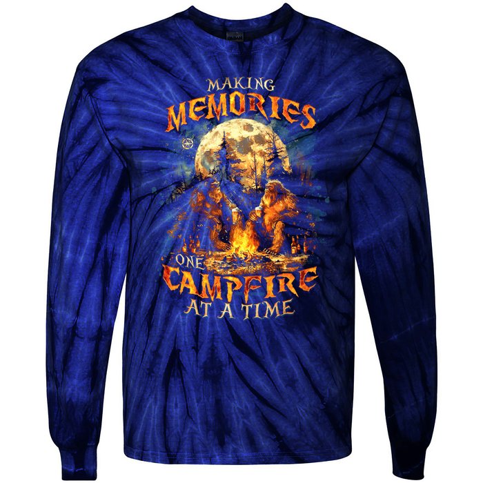 Making Memories One Campfire At A Time Bigfoot Camping Tie-Dye Long Sleeve Shirt