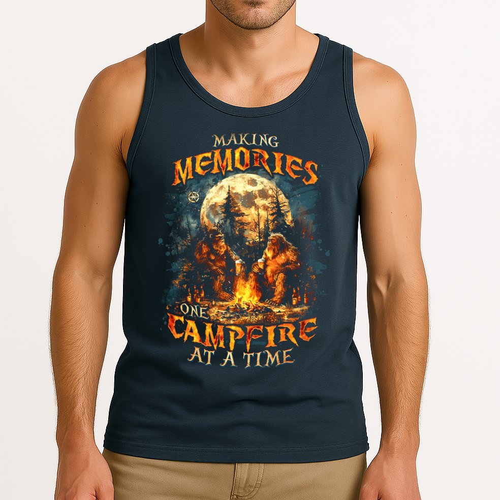 Making Memories One Campfire At A Time Bigfoot Camping Tank Top