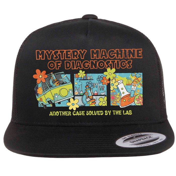 Mystery Machine Of Diagnostics Lab Week 2025 Med Lab Tech  Flat Bill Trucker Hat