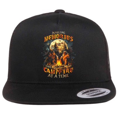 Making Memories One Campfire At A Time Bigfoot Camping Flat Bill Trucker Hat