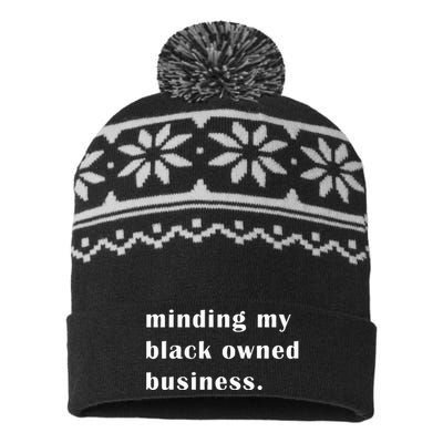 Minding My Own Black Owned Business Graphic USA-Made Snowflake Beanie