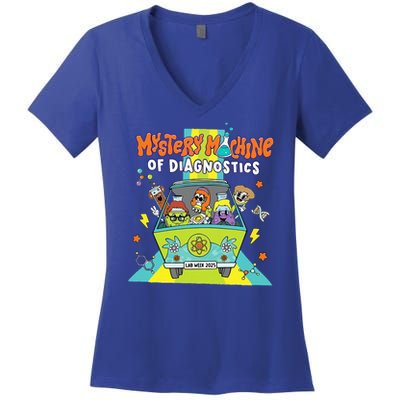 Mystery Machine Of Diagnostics Lab Tech Lab Week 2025 Women's V-Neck T-Shirt