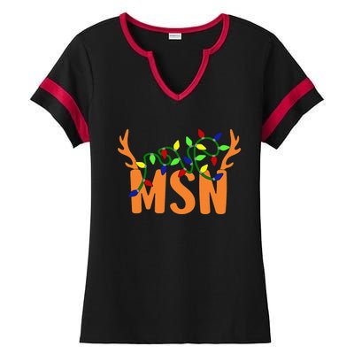 Msn Master Of Science Nursing Christmas Reindeer Funny Xmas Ladies Halftime Notch Neck Tee