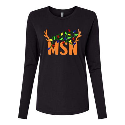 Msn Master Of Science Nursing Christmas Reindeer Funny Xmas Womens Cotton Relaxed Long Sleeve T-Shirt