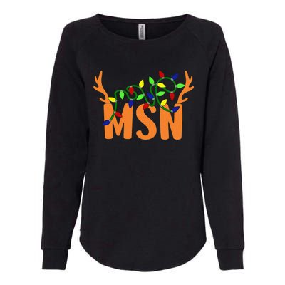 Msn Master Of Science Nursing Christmas Reindeer Funny Xmas Womens California Wash Sweatshirt