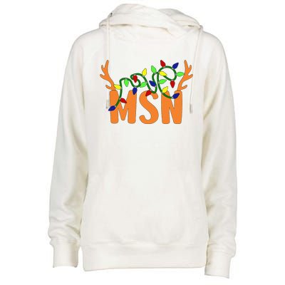 Msn Master Of Science Nursing Christmas Reindeer Funny Xmas Womens Funnel Neck Pullover Hood