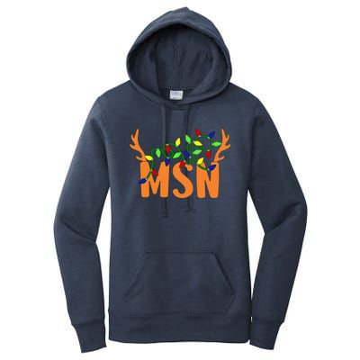 Msn Master Of Science Nursing Christmas Reindeer Funny Xmas Women's Pullover Hoodie