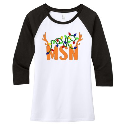 Msn Master Of Science Nursing Christmas Reindeer Funny Xmas Women's Tri-Blend 3/4-Sleeve Raglan Shirt