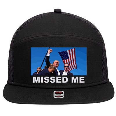 Missed Me Pro Trump 2024 Usa Flag 7 Panel Mesh Trucker Snapback Hat