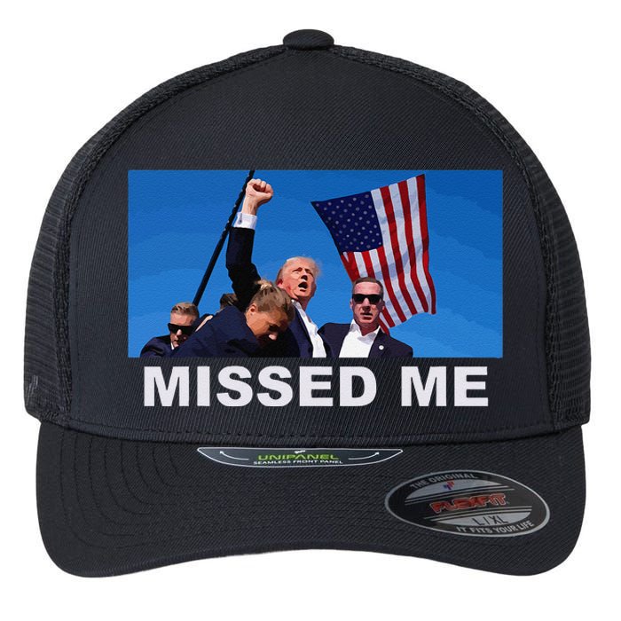 Missed Me Pro Trump 2024 Usa Flag Flexfit Unipanel Trucker Cap