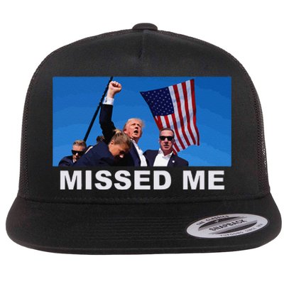 Missed Me Pro Trump 2024 Usa Flag Flat Bill Trucker Hat