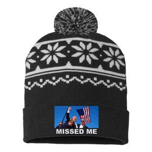 Missed Me Pro Trump 2024 Usa Flag USA-Made Snowflake Beanie