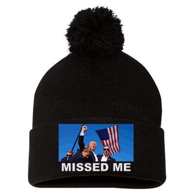 Missed Me Pro Trump 2024 Usa Flag Pom Pom 12in Knit Beanie