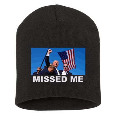 Missed Me Pro Trump 2024 Usa Flag Short Acrylic Beanie