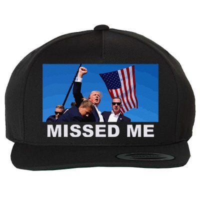 Missed Me Pro Trump 2024 Usa Flag Wool Snapback Cap