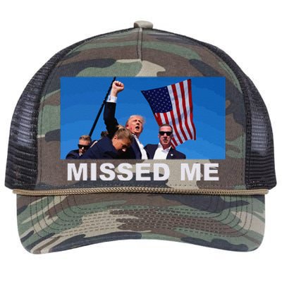 Missed Me Pro Trump 2024 Usa Flag Retro Rope Trucker Hat Cap