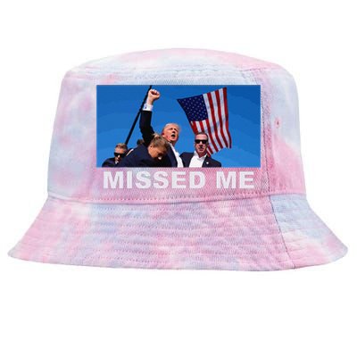 Missed Me Pro Trump 2024 Usa Flag Tie-Dyed Bucket Hat