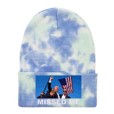 Missed Me Pro Trump 2024 Usa Flag Tie Dye 12in Knit Beanie