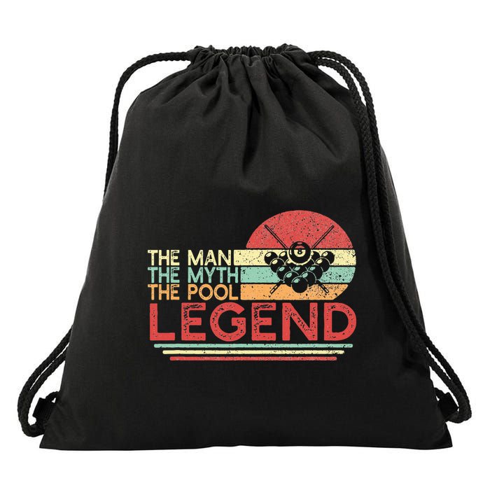 Man Myth Pool Legend Billiards Player Drawstring Bag