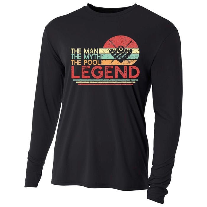 Man Myth Pool Legend Billiards Player Cooling Performance Long Sleeve Crew