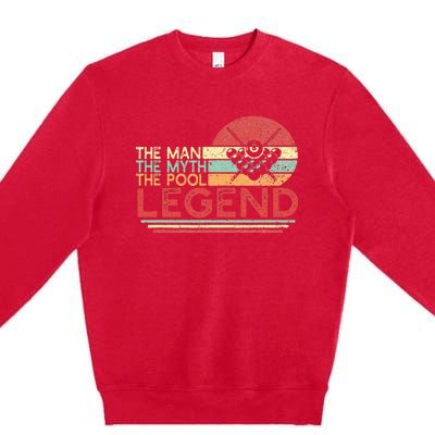 Man Myth Pool Legend Billiards Player Premium Crewneck Sweatshirt