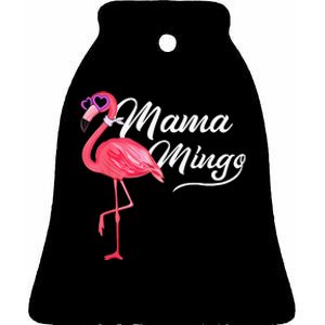 Mamamingo Mama Pink Flamingo Mom Bird Ceramic Bell Ornament