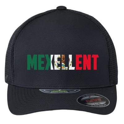 Mexellent Mexican Pride Flag Excellent Flexfit Unipanel Trucker Cap