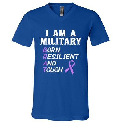 Military Month Purple Brat Fun Cool Gift V-Neck T-Shirt