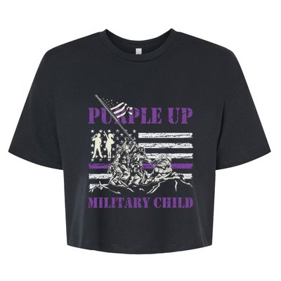 Military Month Purple Up Iwo Jima Ww2 Us American Flag Funny Gift Bella+Canvas Jersey Crop Tee