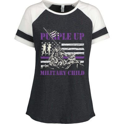 Military Month Purple Up Iwo Jima Ww2 Us American Flag Funny Gift Enza Ladies Jersey Colorblock Tee