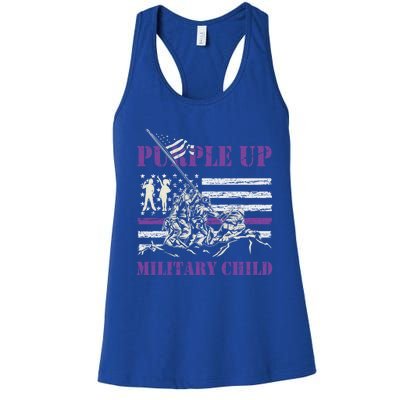 Military Month Purple Up Iwo Jima Ww2 Us American Flag Funny Gift Women's Racerback Tank