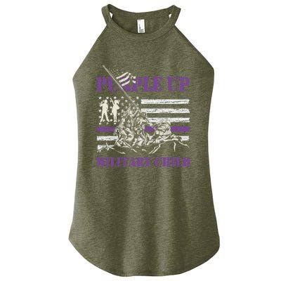 Military Month Purple Up Iwo Jima Ww2 Us American Flag Funny Gift Women’s Perfect Tri Rocker Tank